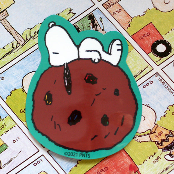 Snoopy Vinyl Sticker // Chocolate Chip Cookie Nap Snoopy from Peanuts Comics Glossy Vinyl Waterproof Sticker