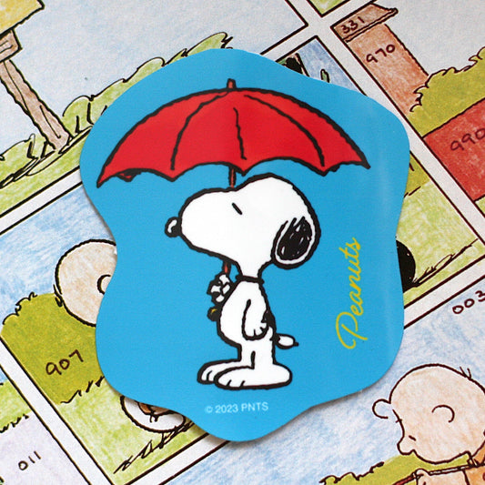 Snoopy Vinyl Sticker // Rainy Day Umbrella Snoopy from Peanuts Comics Glossy Vinyl Waterproof Sticker