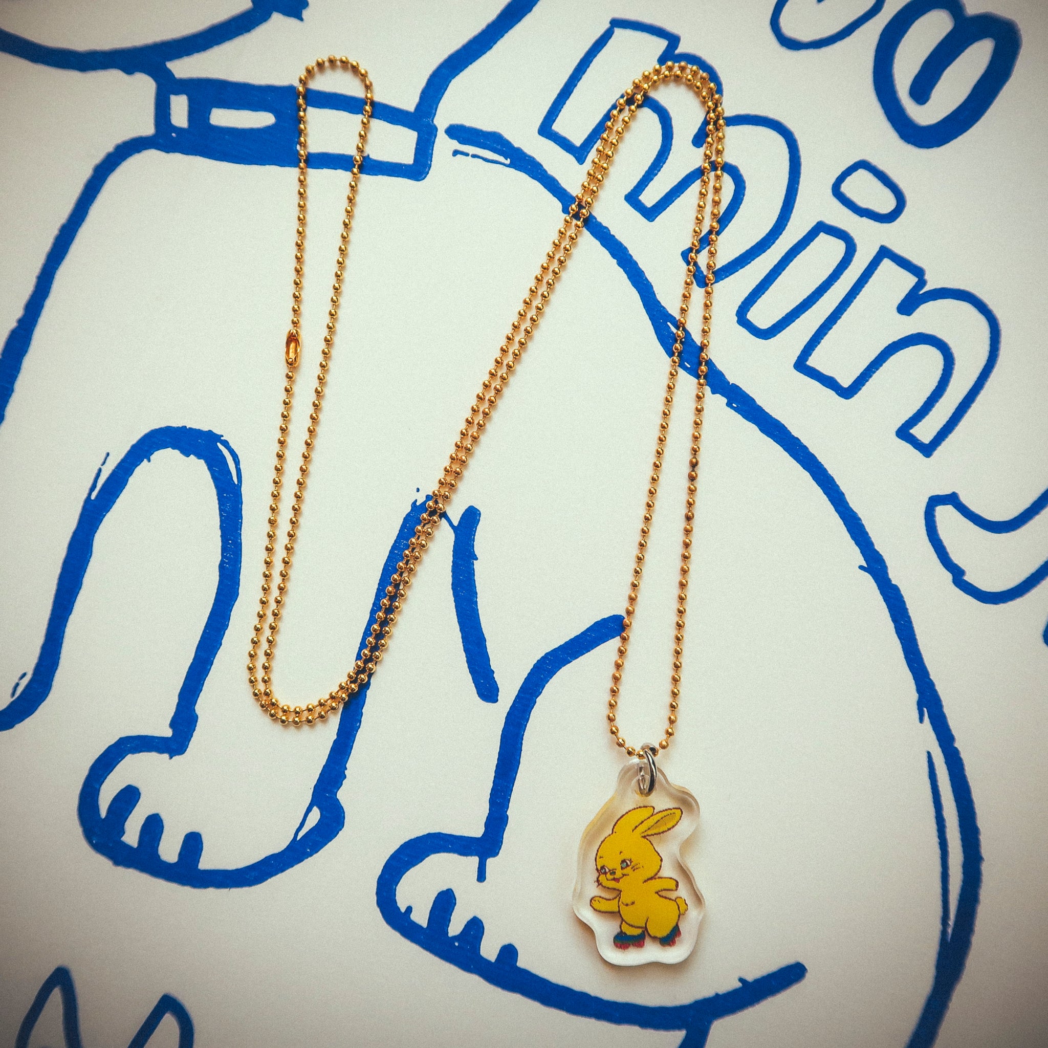 NewJeans Tokki/Bunny Mascot K-pop y2k style Ballchain Pendant Necklace with Glossy Acrylic Charm