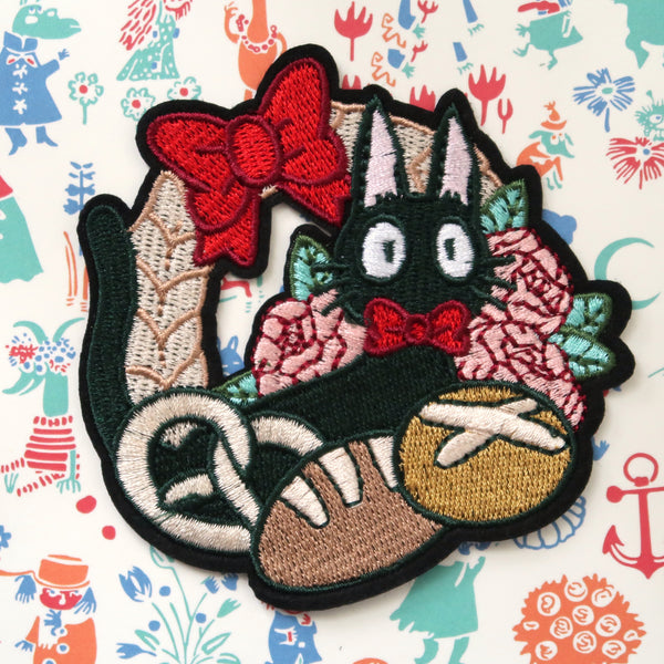 Kiki's Delivery Service Jiji the Cat Embroidered Iron-On Patch