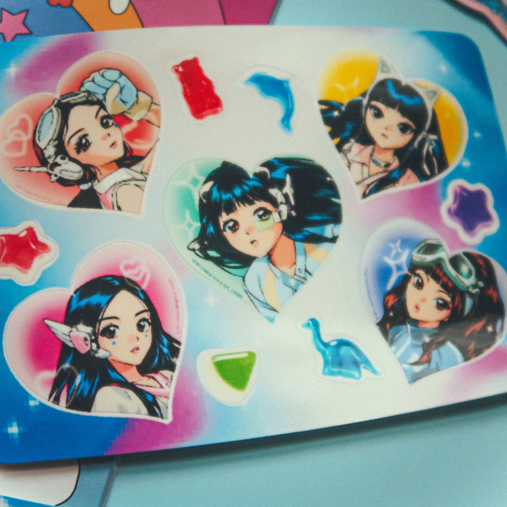 NewJeans K-pop idol group Get Up/ASAP/Super Shy Manga Anime Magical Girl Persona and Jellies Glossy Sticker Sheet