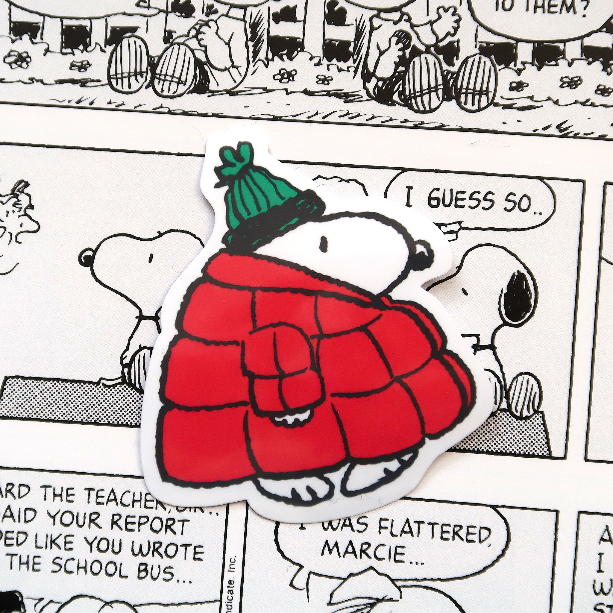Snoopy Vinyl Sticker // Snoopy from Peanuts comics Puffy Jacket Puffer –  Ice Cream Cake