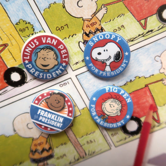 Snoopy/Peanuts Comics Vintage Style Presidential Election Pin Badge Button Set