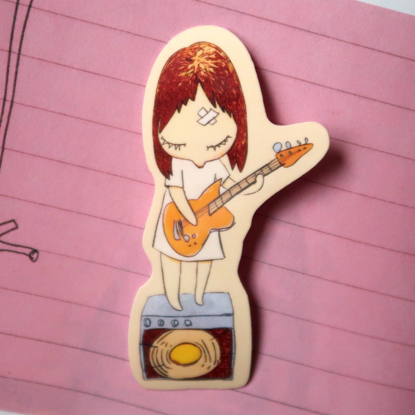 Yoshitomo Nara Guitar Girl Japanese Artist Glossy Vinyl Sticker - Ice Cream Cake
