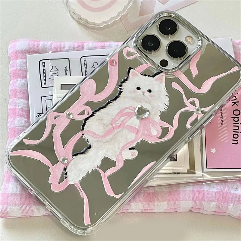 Coquette Ribbon Kitty Cat iPhone Case