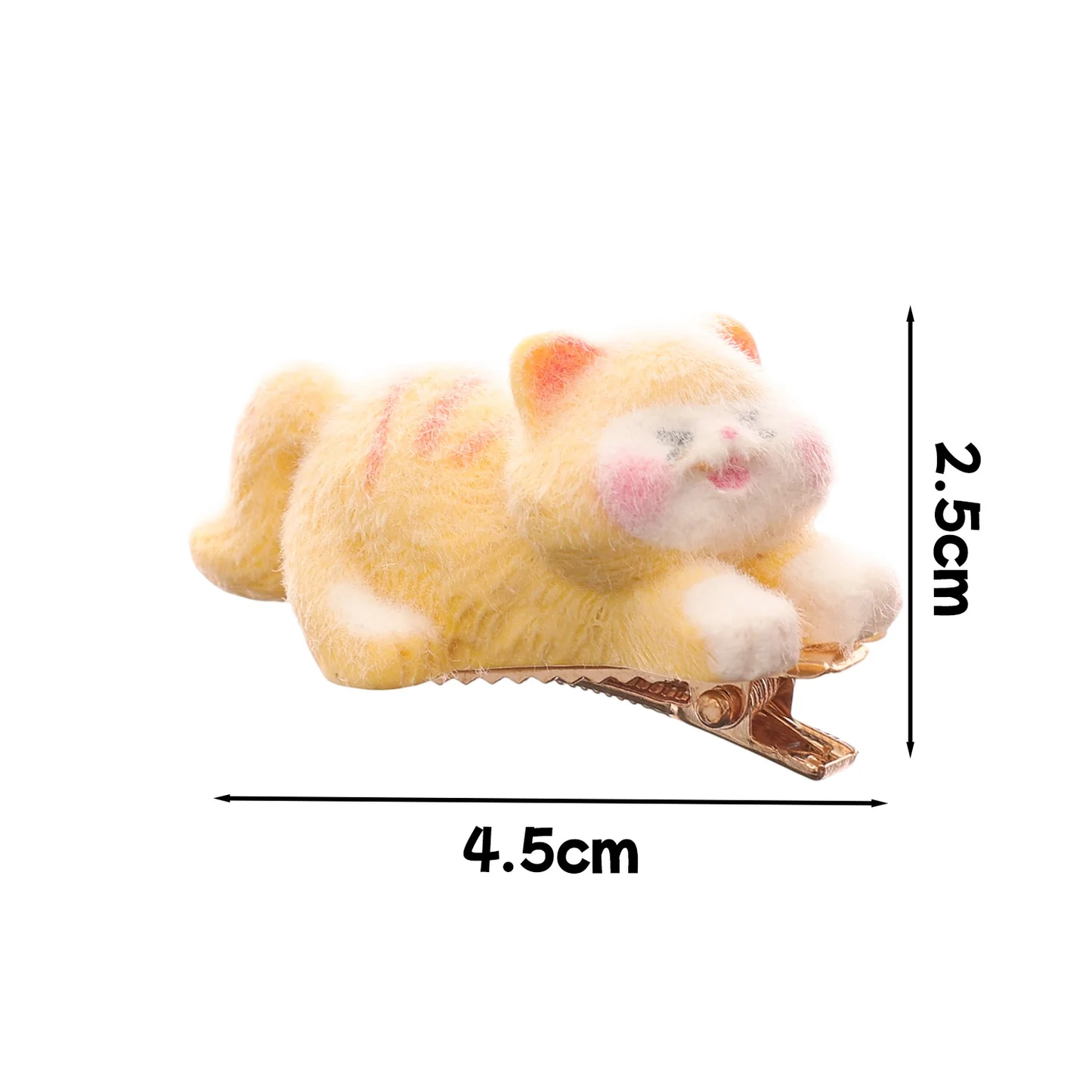 y2K Velvety Flocked Kitty Cat Acrylic Hair Clip - Ice Cream Cake