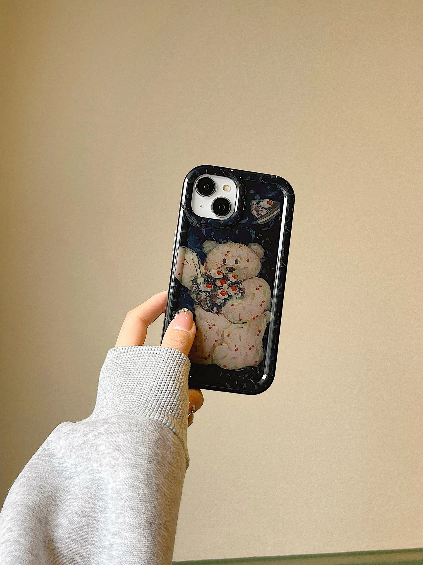 Retro Cake Eating Teddy Bear iPhone Case