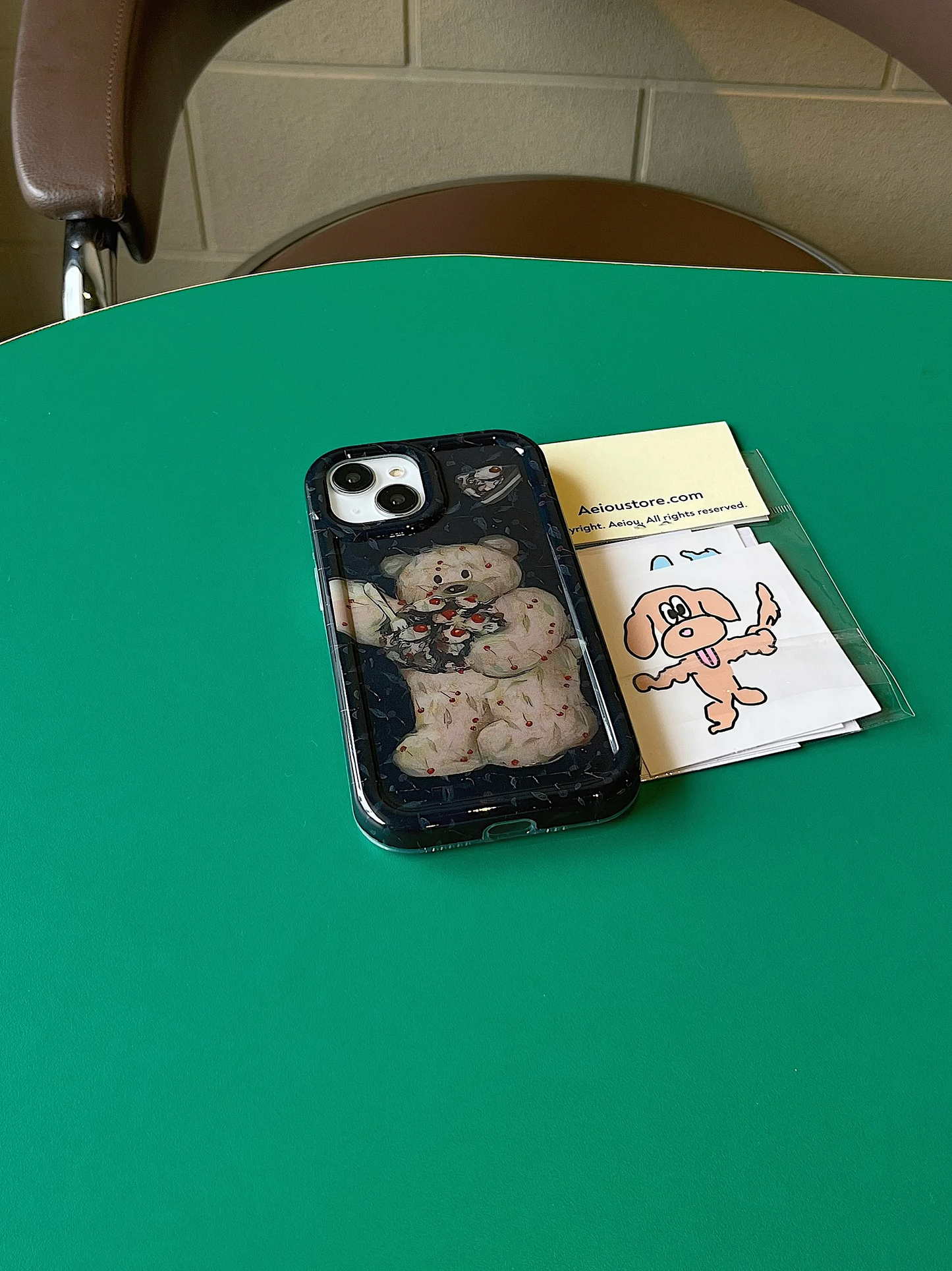 Retro Cake Eating Teddy Bear iPhone Case