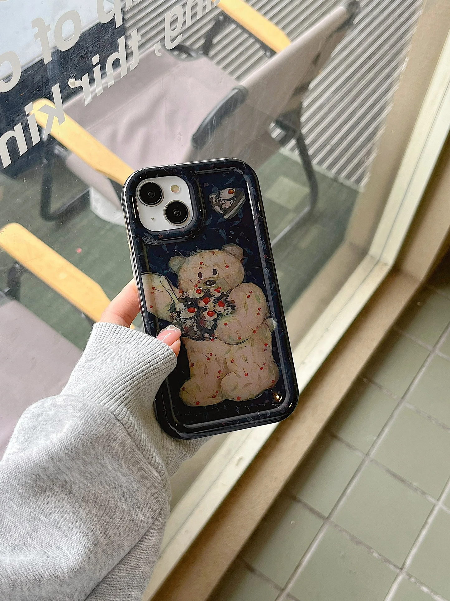 Retro Cake Eating Teddy Bear iPhone Case