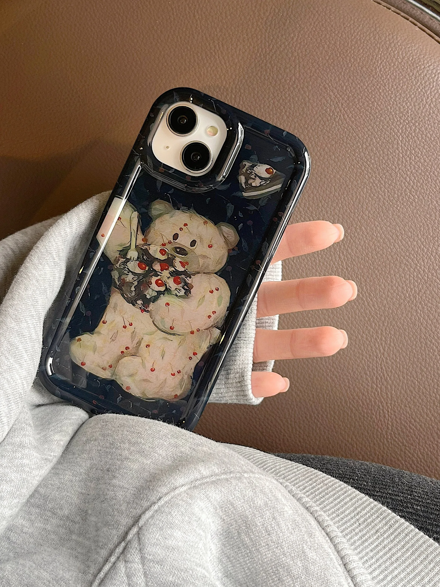 Retro Cake Eating Teddy Bear iPhone Case