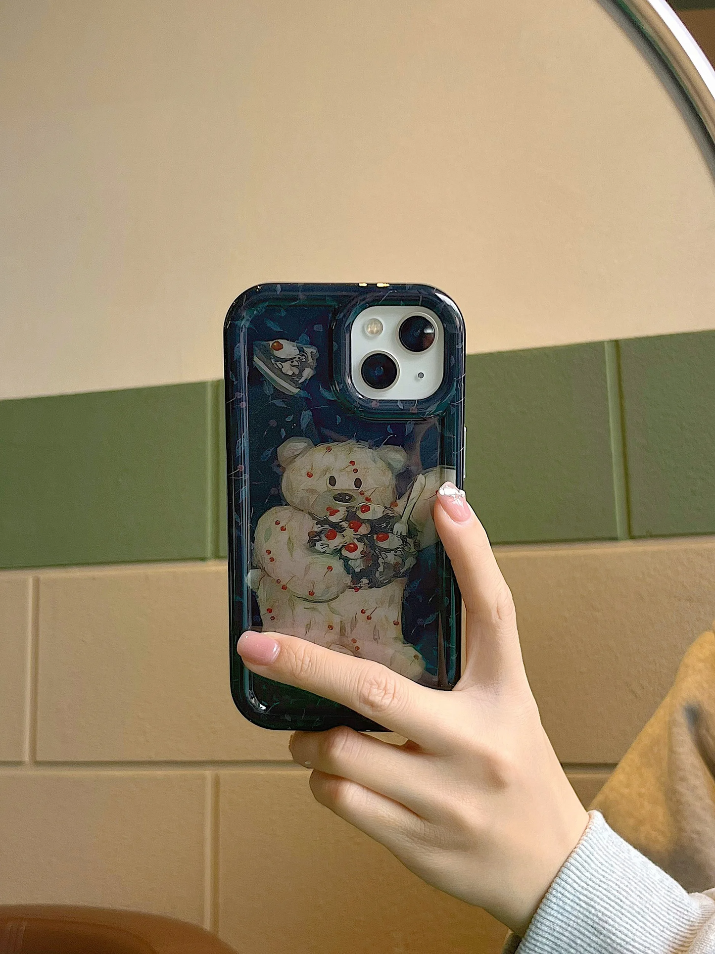 Retro Cake Eating Teddy Bear iPhone Case