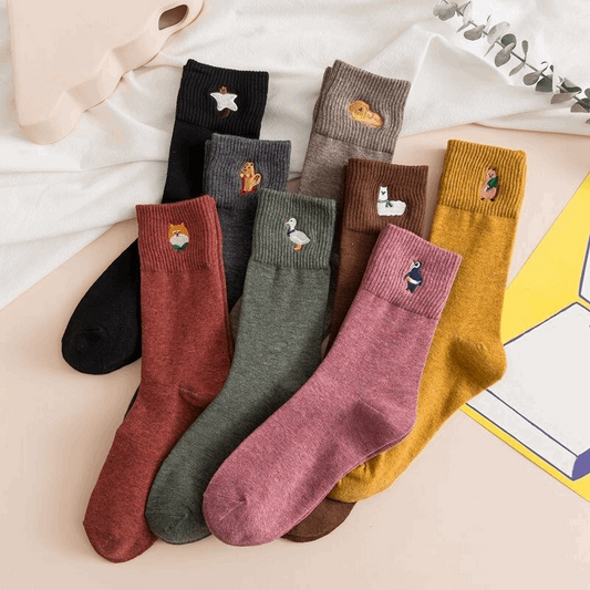 Animal Embroidery Ankle Socks (8 Designs)