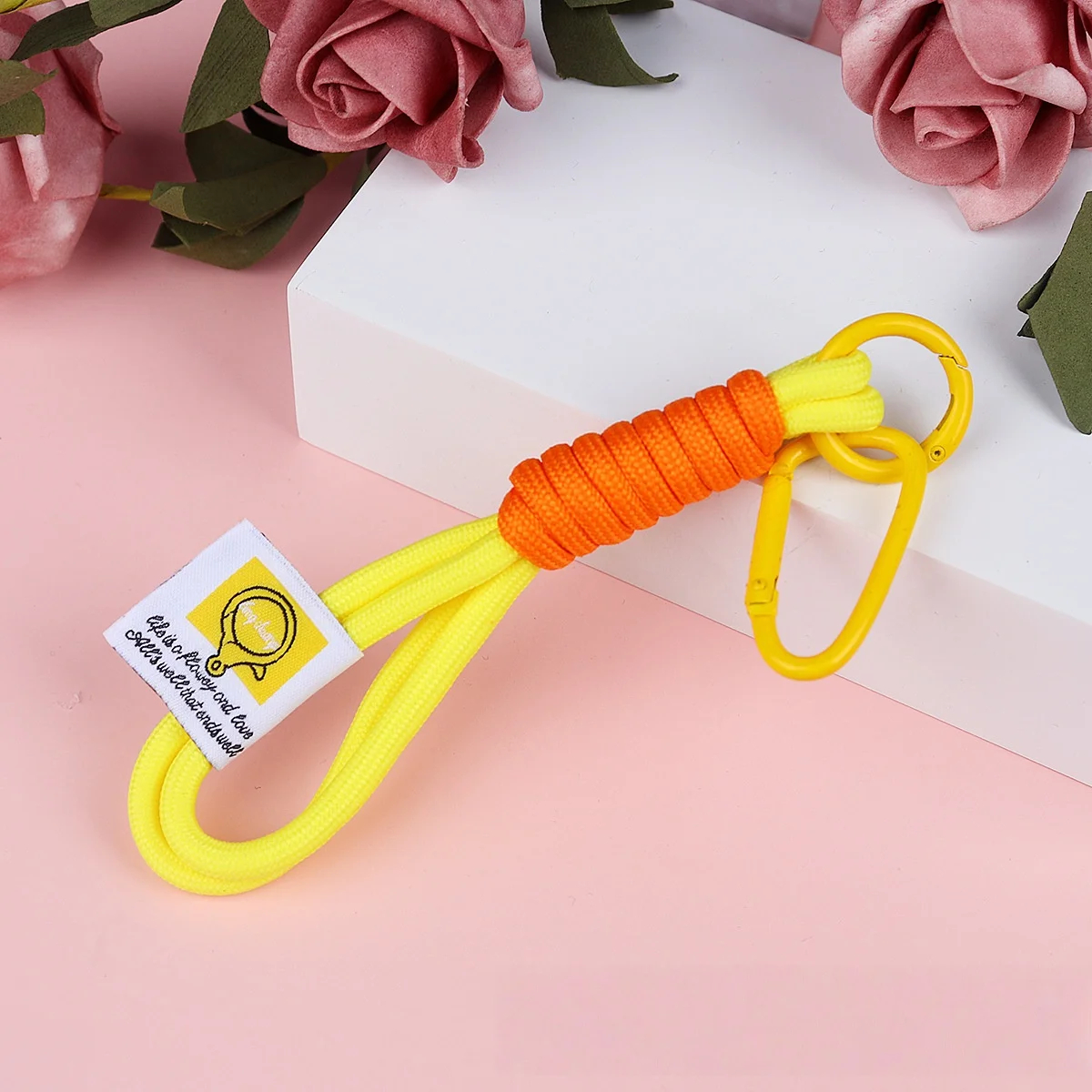Pop Colour Phone Safety Strap with Carabiner Clip