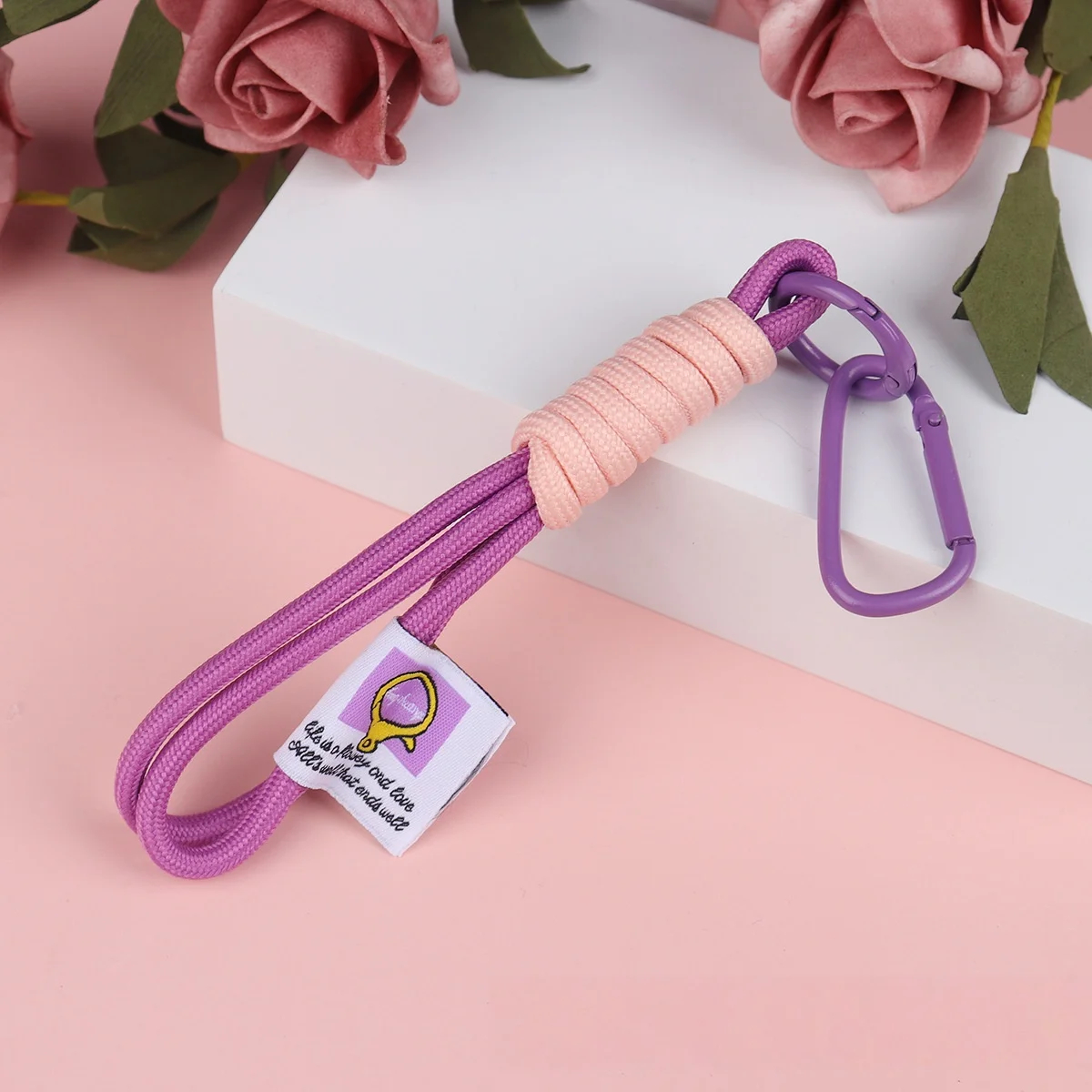 Pop Colour Phone Safety Strap with Carabiner Clip