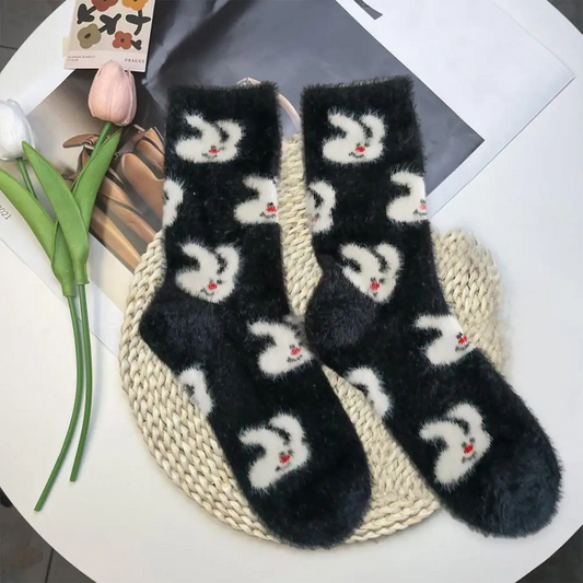 Fuzzy Bunny Crew Socks