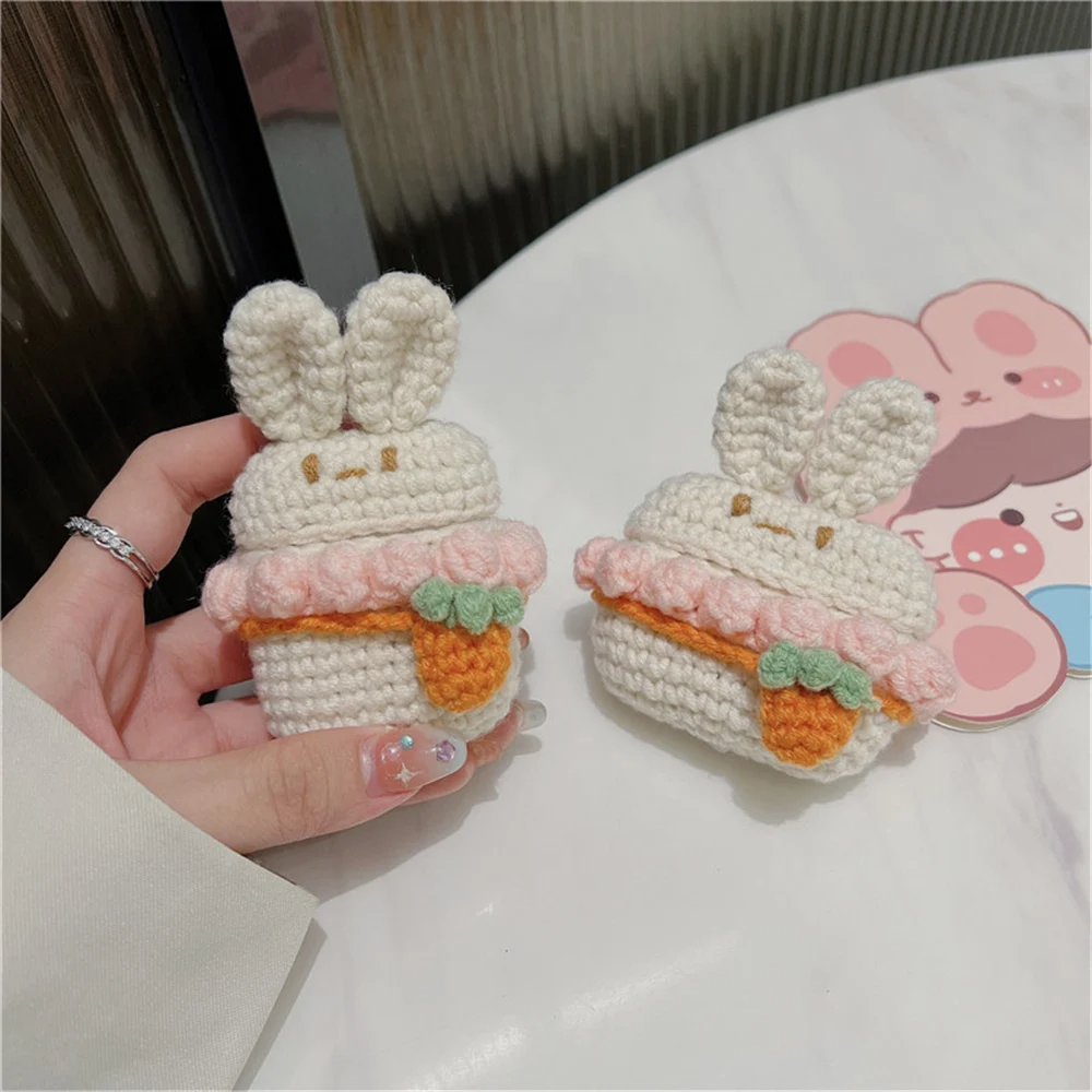 Crochet Ruffle Collar Bunny AirPods Case Cover