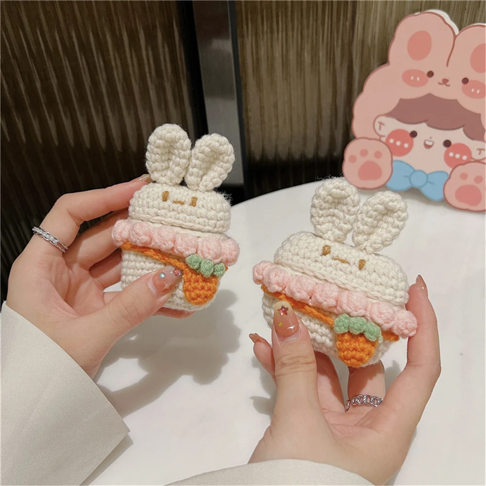 Crochet Ruffle Collar Bunny AirPods Case Cover