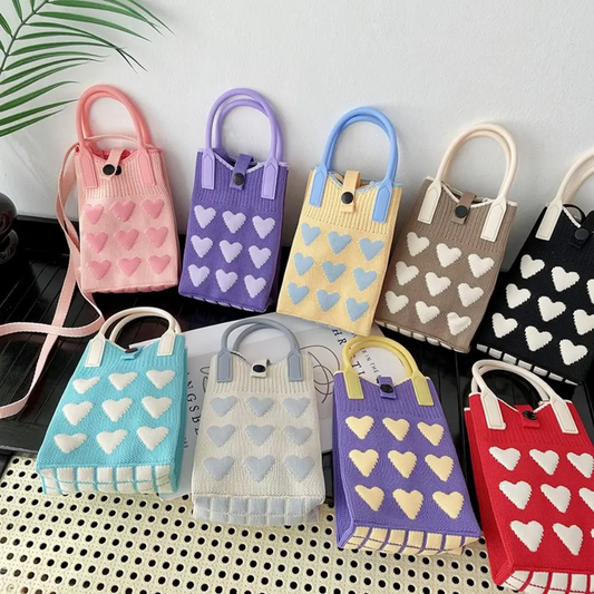 Heart Club Knitted Mini Bags (9 Colours)