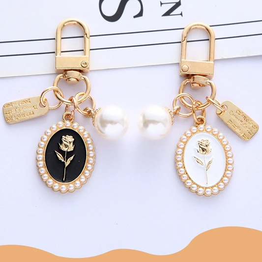 Coquette Rose in Pearls Charm Keychain (2 Designs)