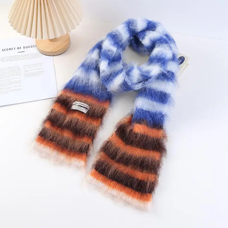 Fuzzy Multicolour Striped Scarf (7 Designs)