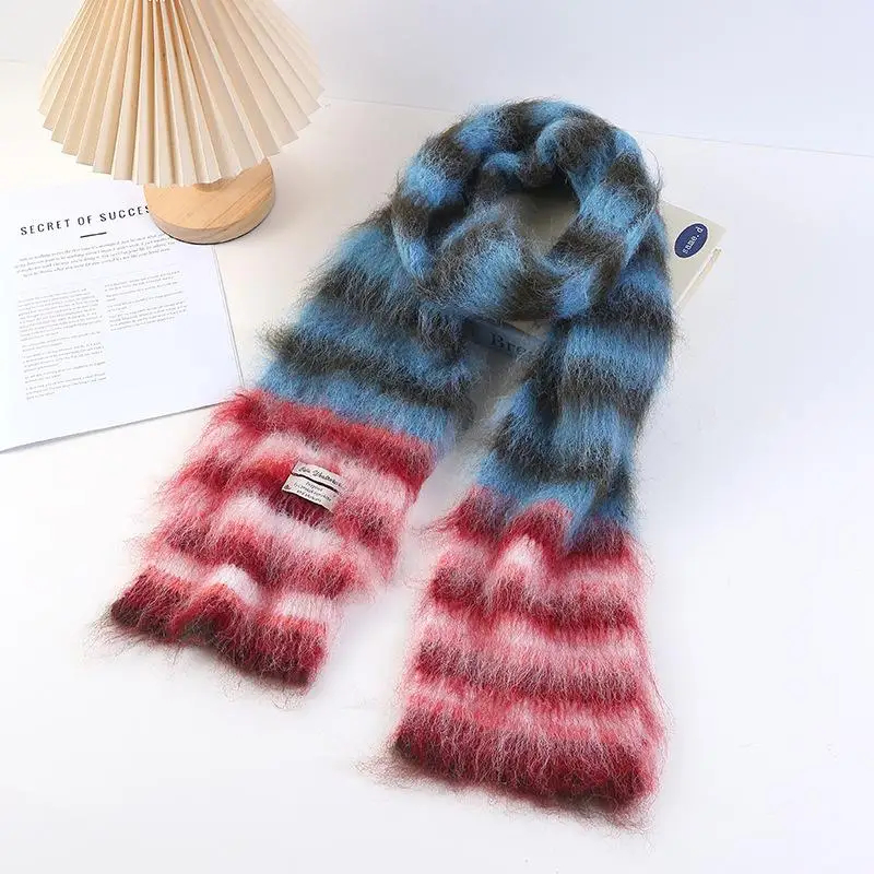 Fuzzy Multicolour Striped Scarf (7 Designs)