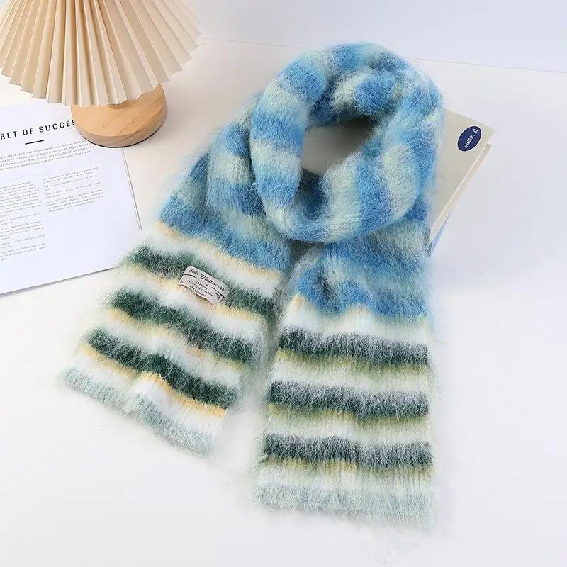 Fuzzy Multicolour Striped Scarf (7 Designs)