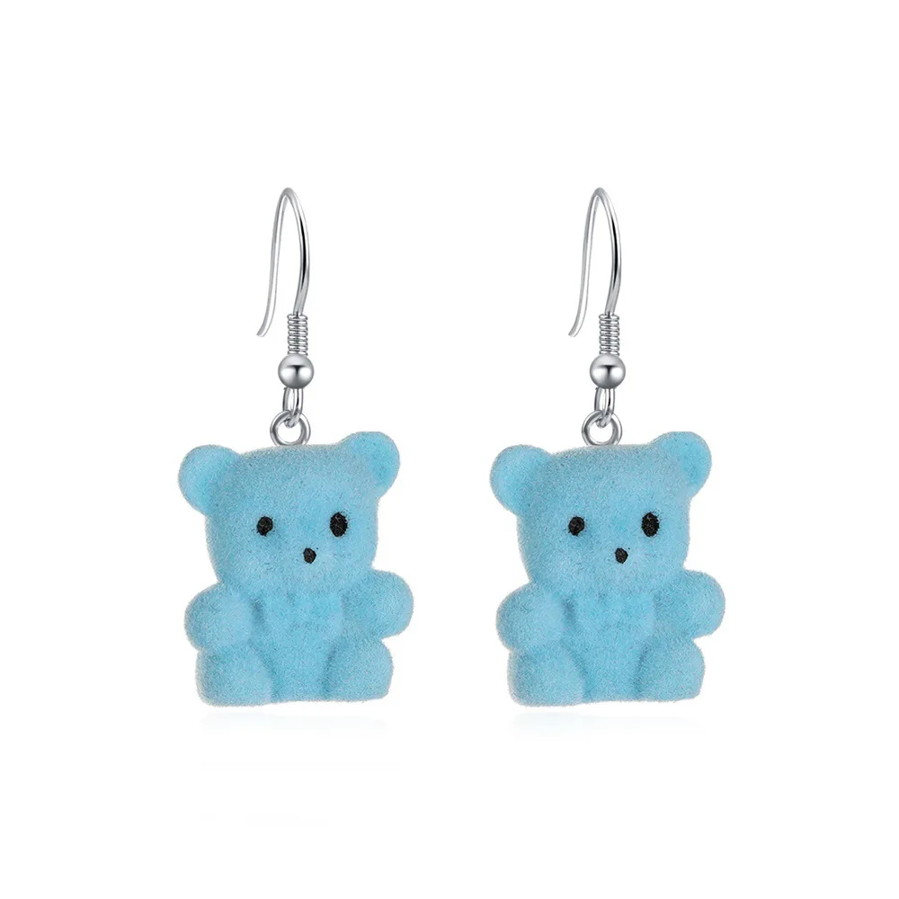 Flocked Teddy Bear Earrings