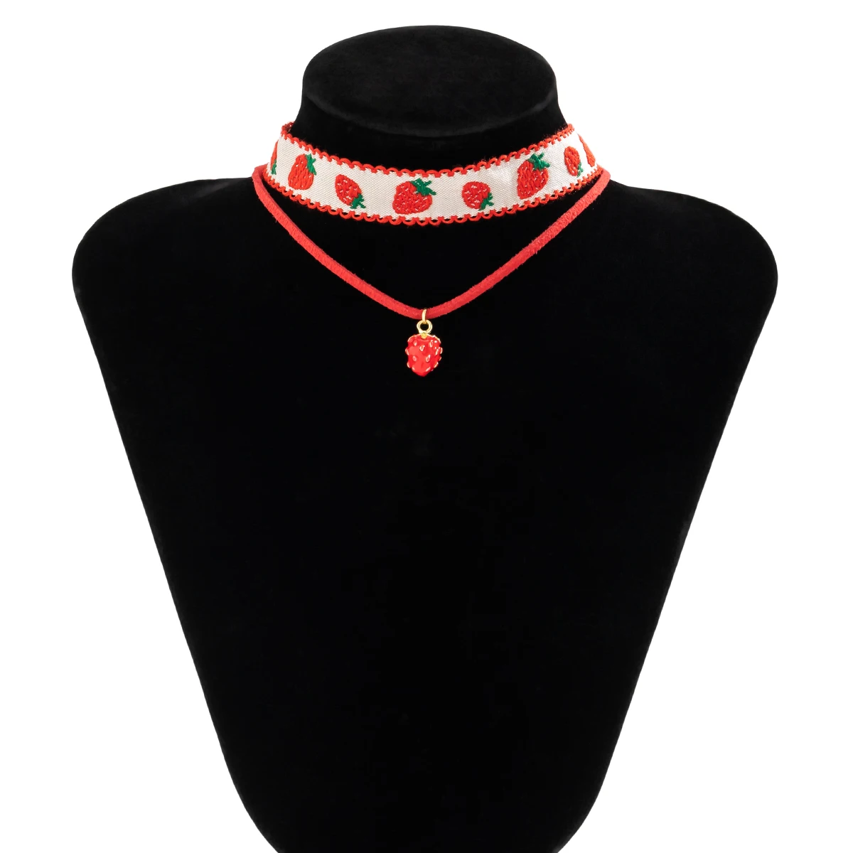 Strawberry Layered Choker Necklace Set