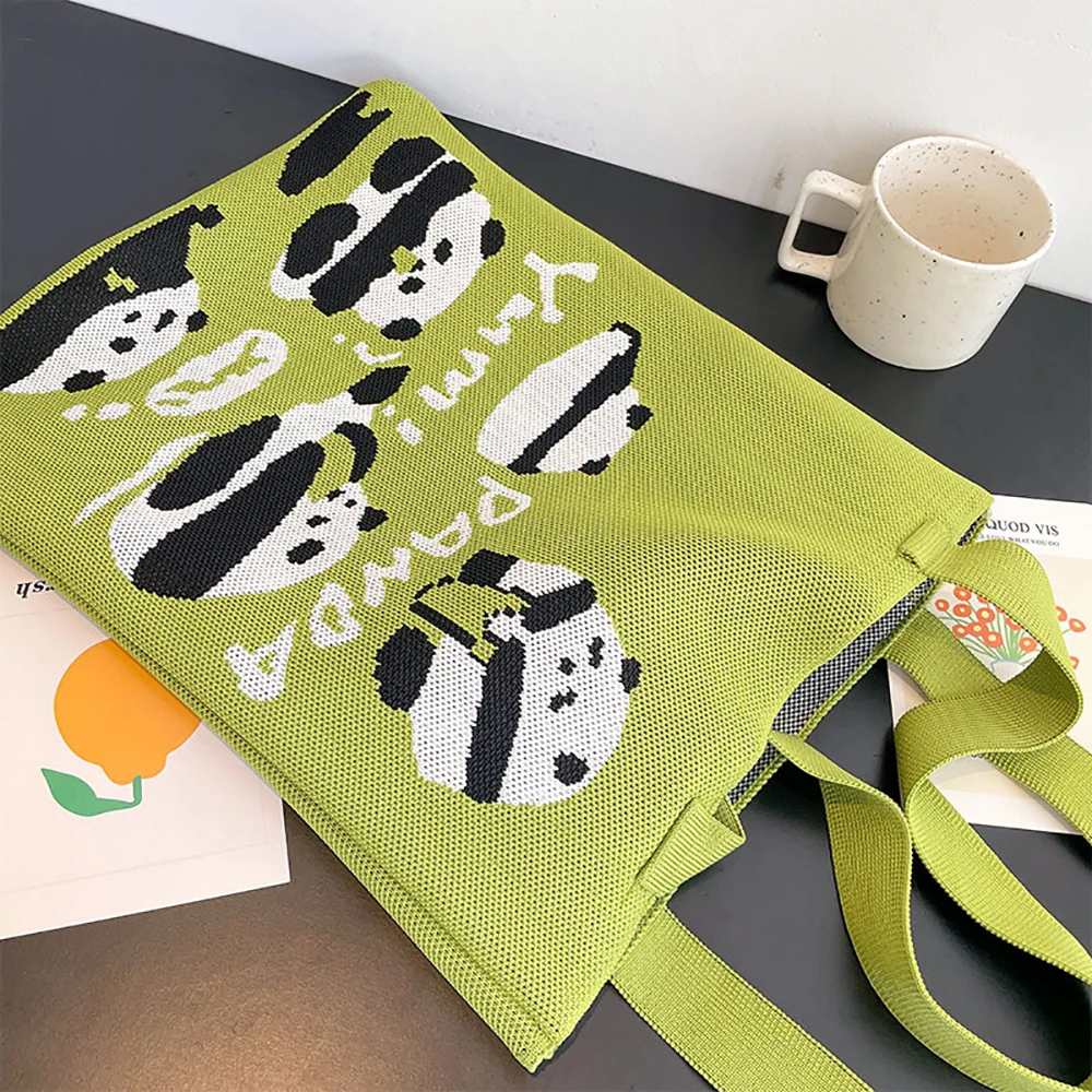 Snacking Pandas Knitted Tote (3 Colours)