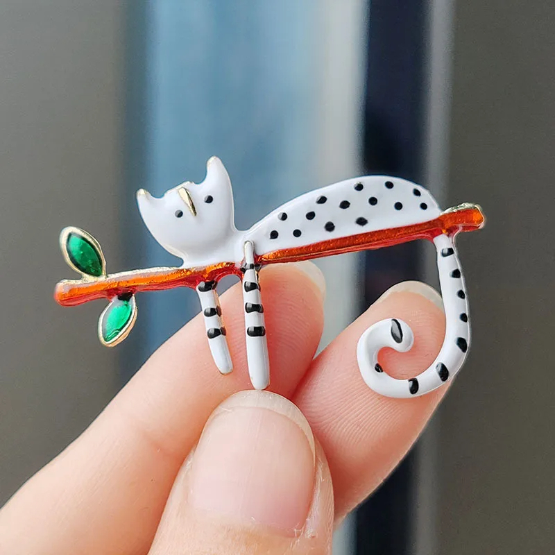 Polka Dot Cat Brooch