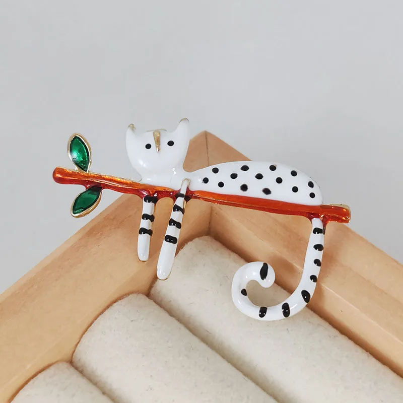 Polka Dot Cat Brooch