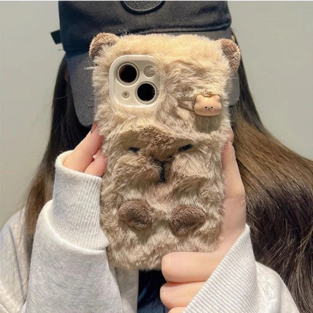 Plush Capybara iPhone Case - Ice Cream Cake