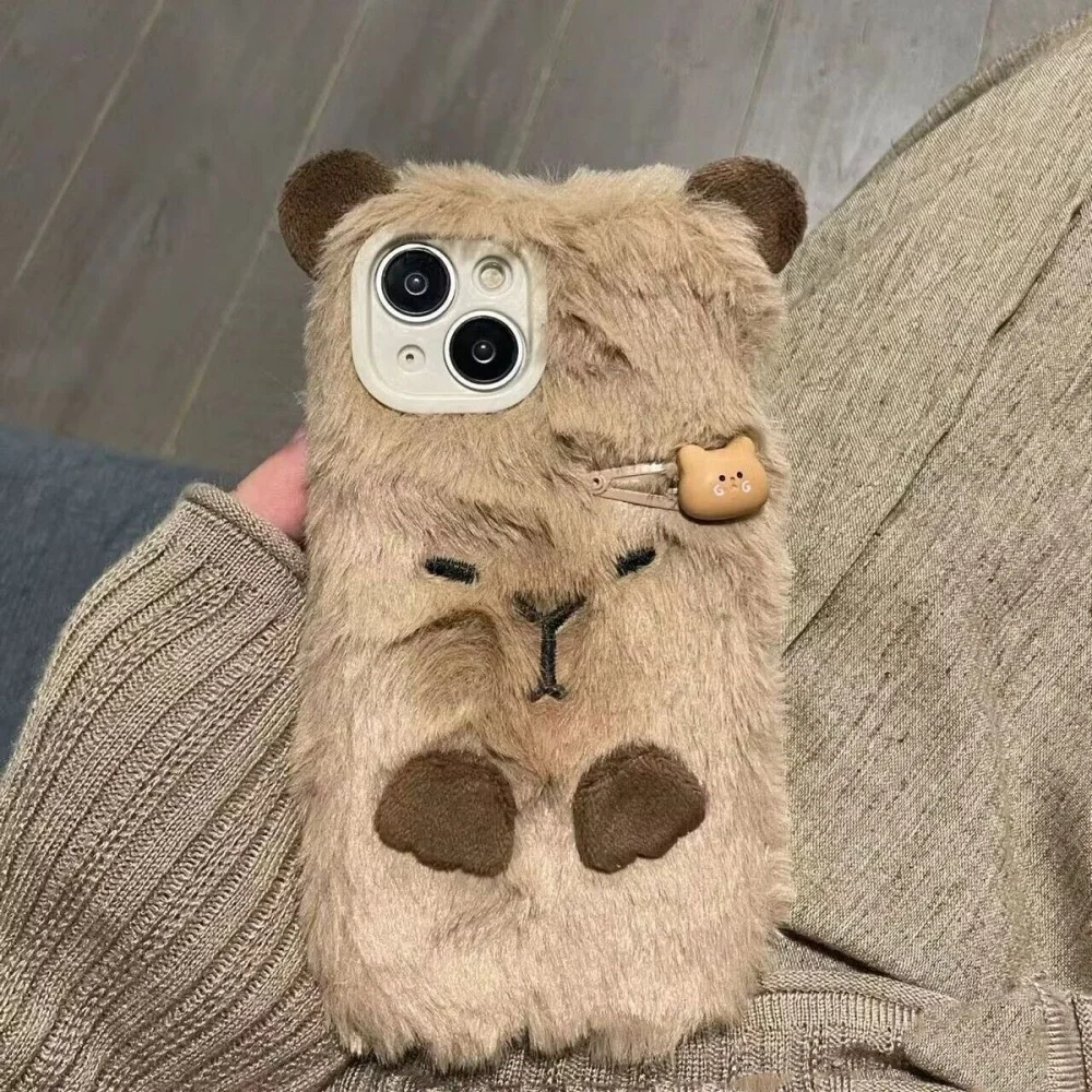 Plush Capybara iPhone Case - Ice Cream Cake