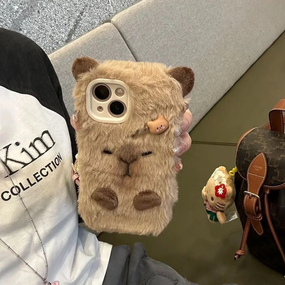 Plush Capybara iPhone Case - Ice Cream Cake