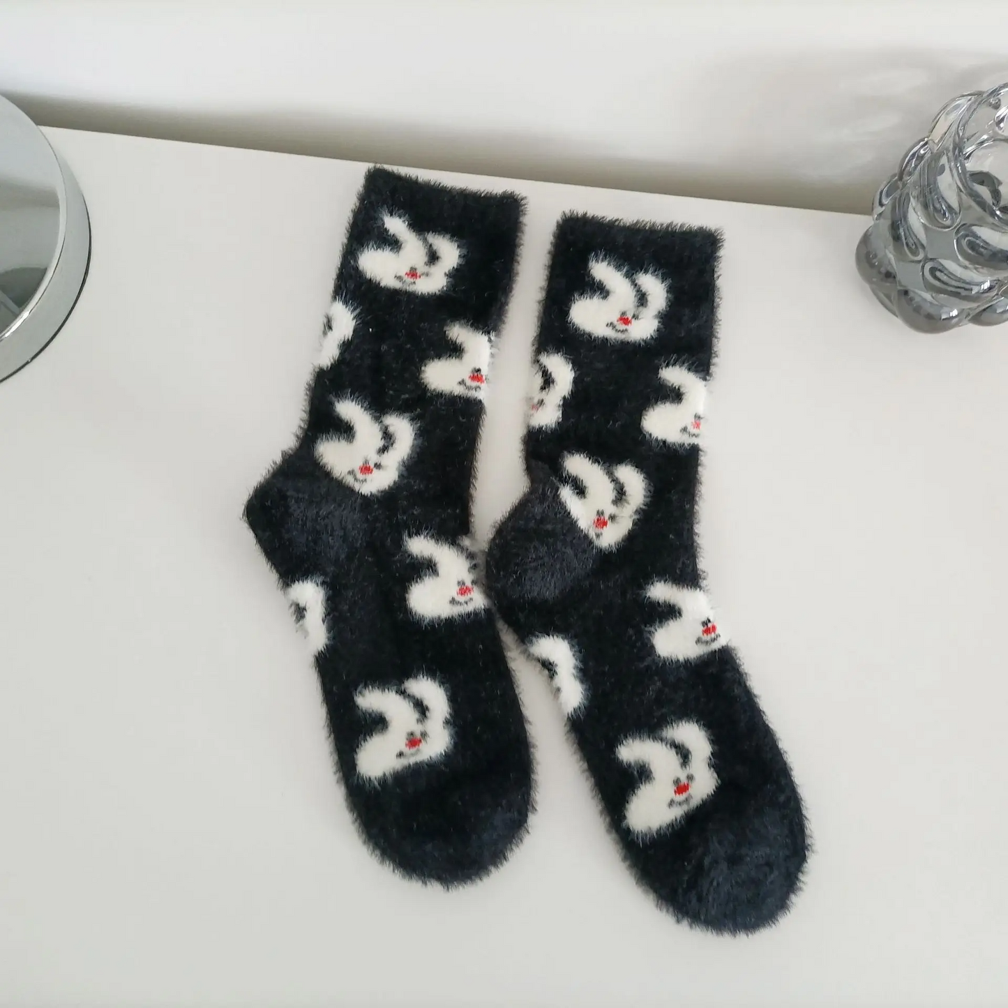Fuzzy Bunny Ankle Socks