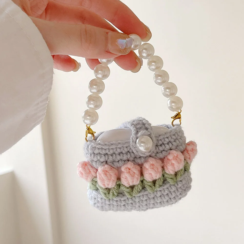 Crochet Rose Bag AirPods Charger Case Cover