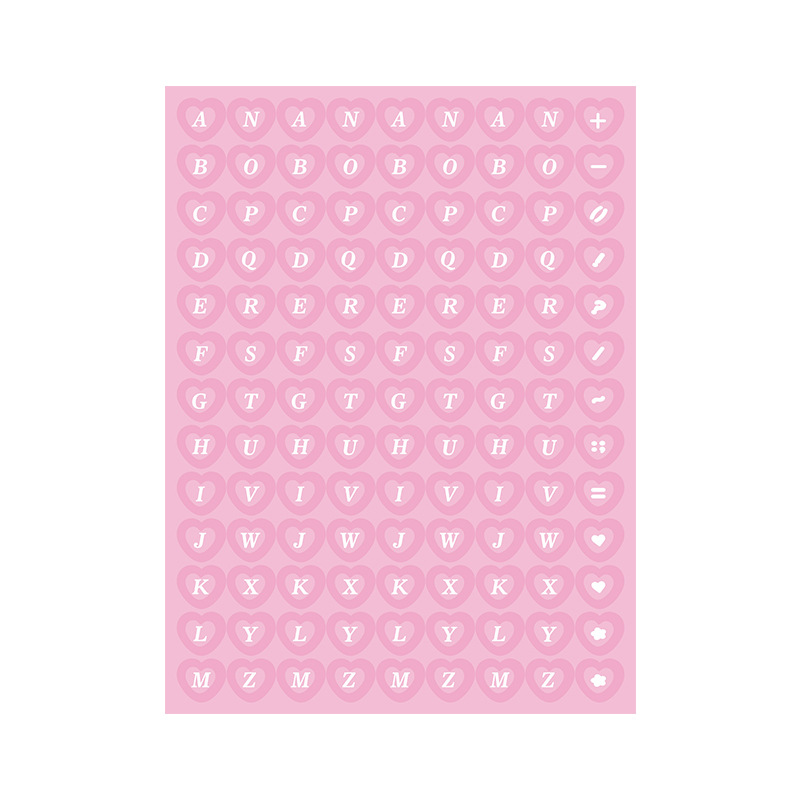 Glitter Heart Alphabet Letter Sticker Sheets (6 Colours)