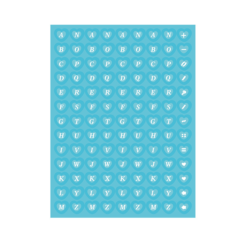Glitter Heart Alphabet Letter Sticker Sheets (6 Colours)
