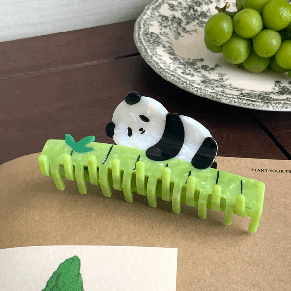 Bamboo Panda Acrylic Hair Claw Clip
