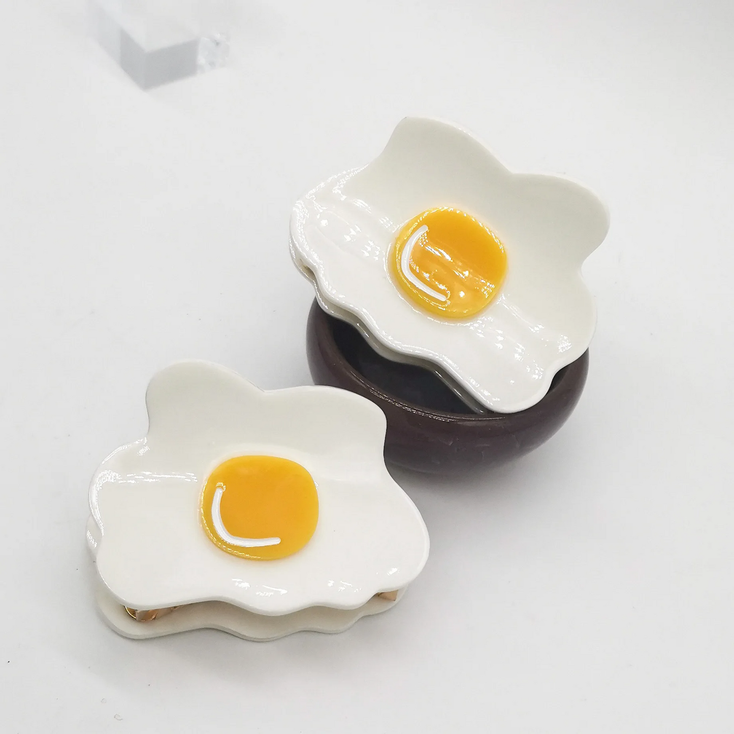 Glossy Fried Egg Acrylic Hair Claw Clip