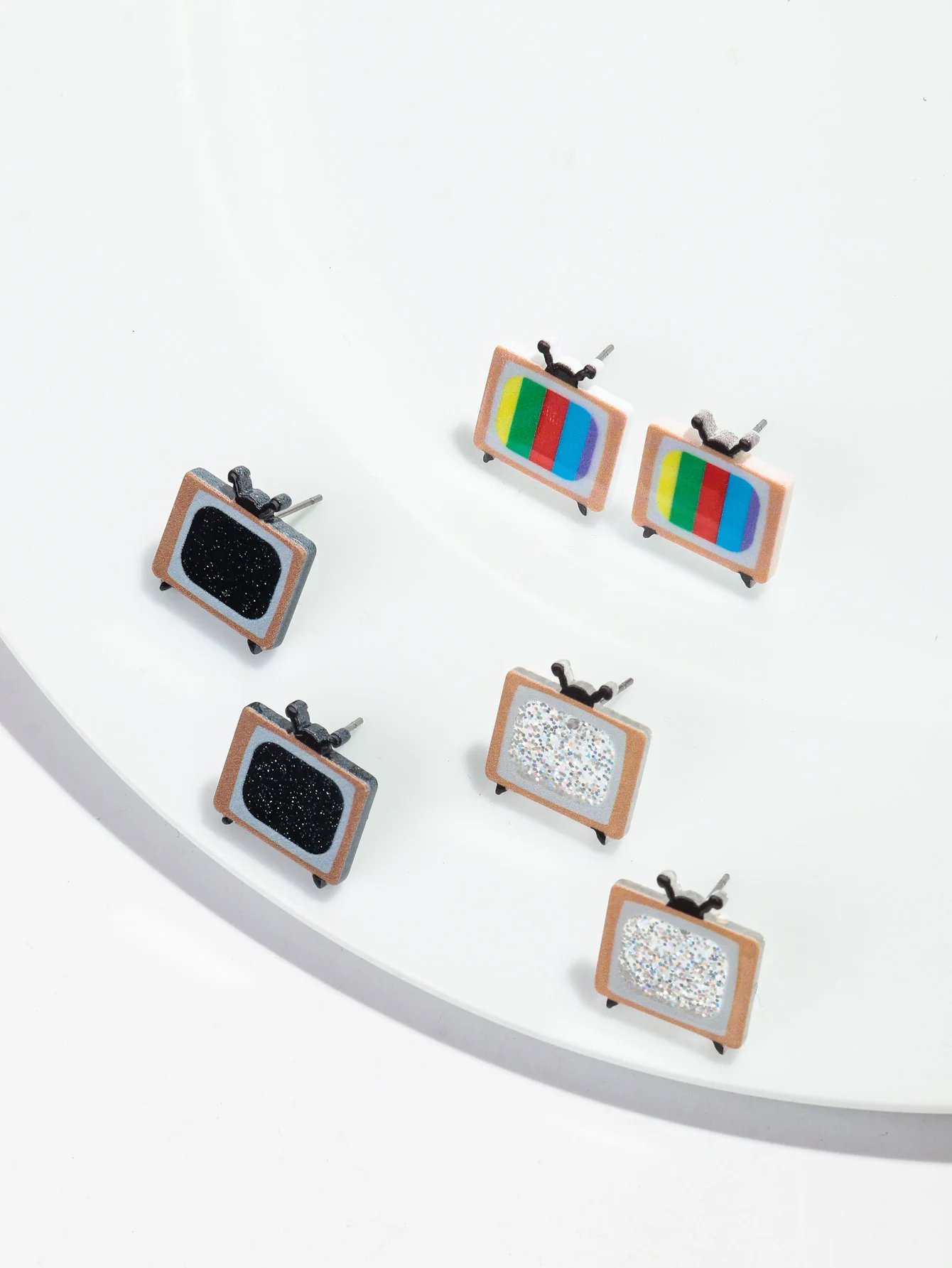 Retro Television Stud Earrings (Set of 3 Pairs)