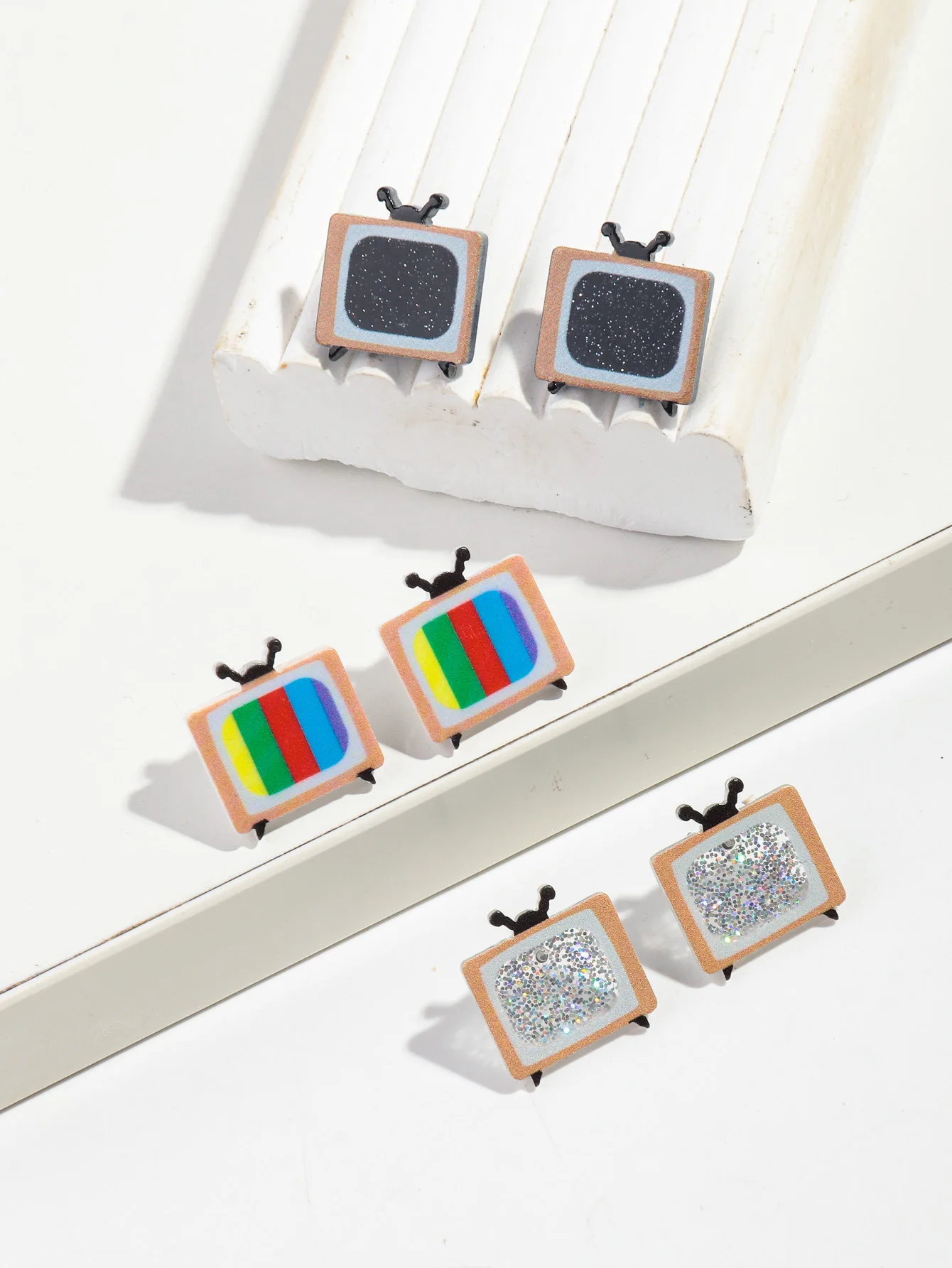 Retro Television Stud Earrings (Set of 3 Pairs)