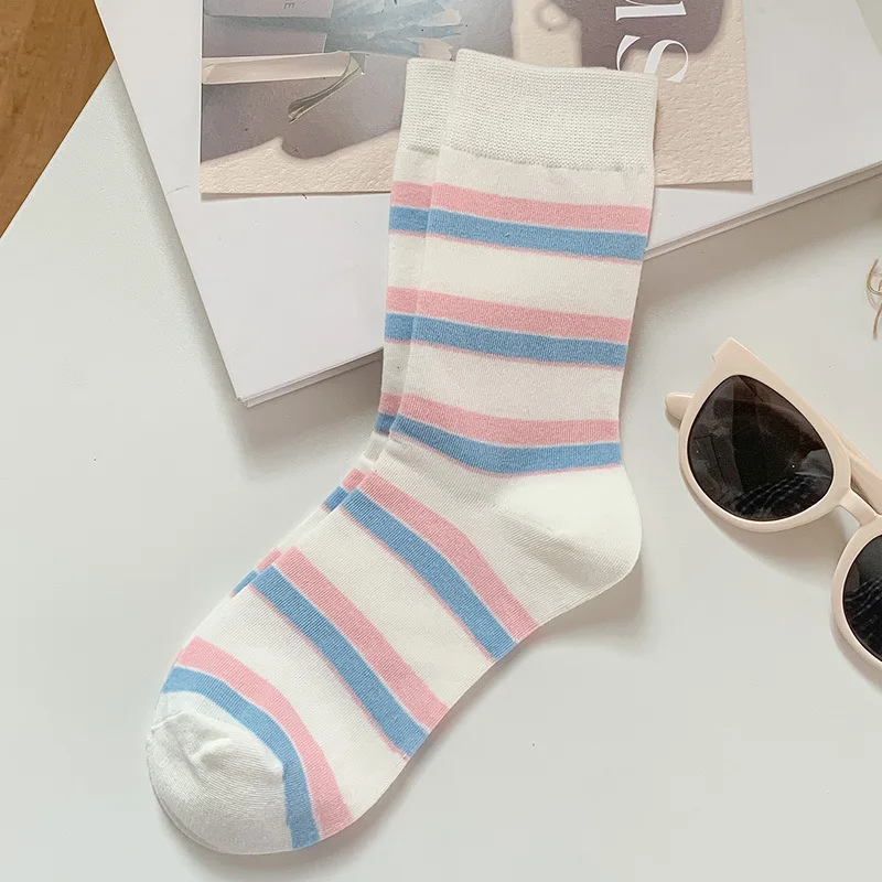 80s Contrast Stripe Crew Socks