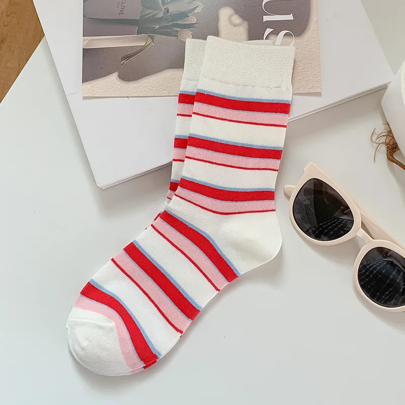 80s Contrast Stripe Crew Socks