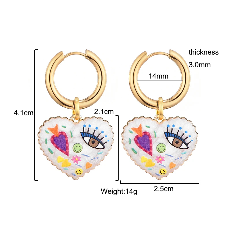 Heart Shaped Doodle Earrings - Ice Cream Cake