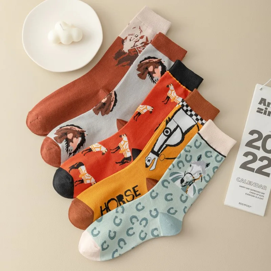 Horse Theme Crew Socks