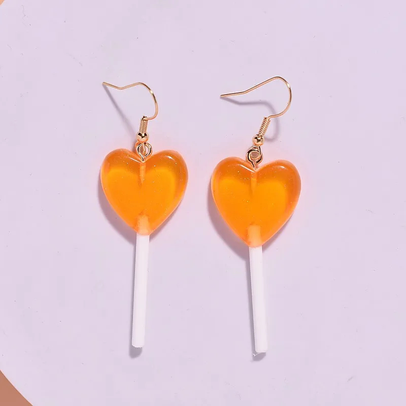 Heart Shaped Lollipop Dangly Earrings