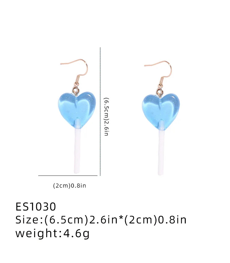 Heart Shaped Lollipop Dangly Earrings