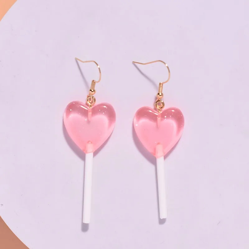 Heart Shaped Lollipop Dangly Earrings