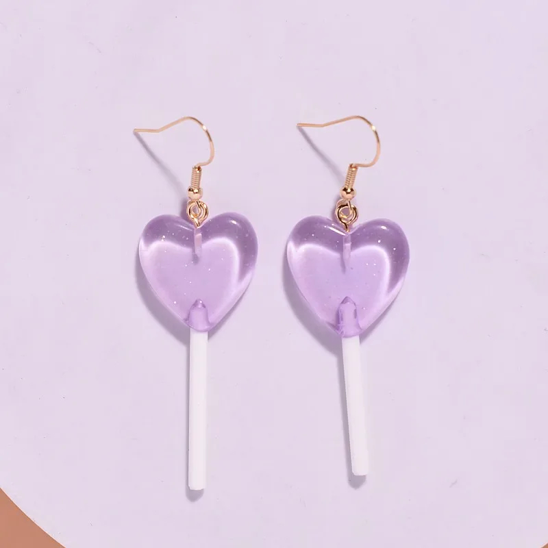 Heart Shaped Lollipop Dangly Earrings